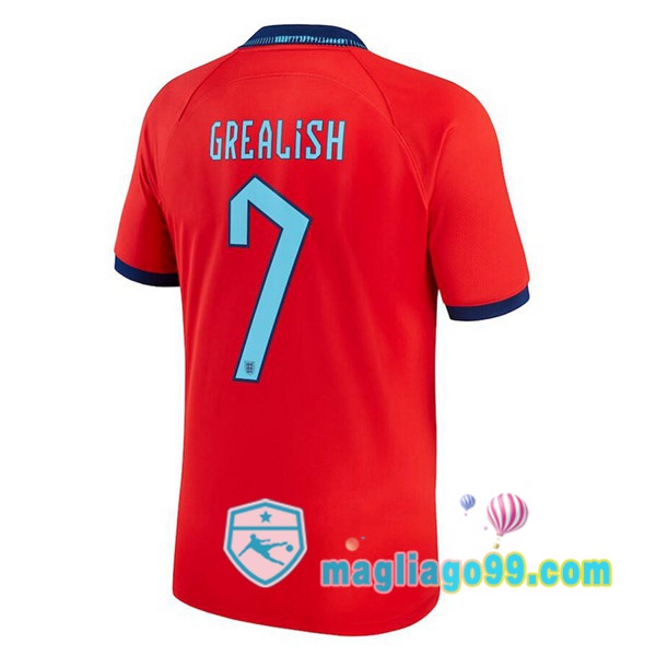Magliago - Passione Maglie Thai Affidabili Basso Costo Online Shop | Nazionale Maglia Calcio Inghilterra (GREALISH 7) Seconda Rosso Coppa del Mondo 2022