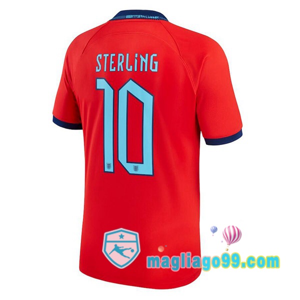 Magliago - Passione Maglie Thai Affidabili Basso Costo Online Shop | Nazionale Maglia Calcio Inghilterra (STERLING 10) Seconda Rosso Coppa del Mondo 2022