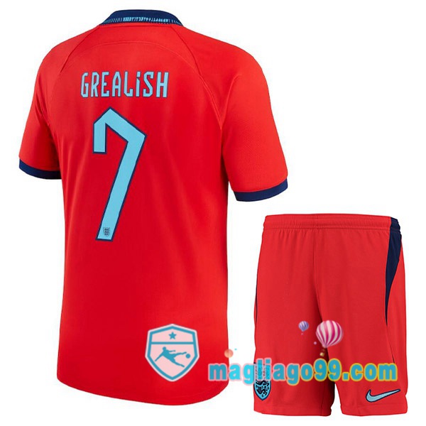 Magliago - Passione Maglie Thai Affidabili Basso Costo Online Shop | Nazionale Maglia Calcio Inghilterra (GREALISH 7) Bambino Seconda Rosso Coppa del Mondo 2022