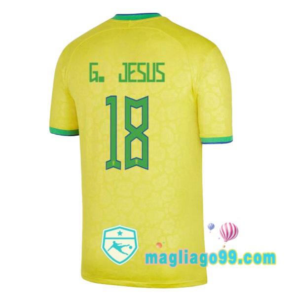 Magliago - Passione Maglie Thai Affidabili Basso Costo Online Shop | Nazionale Maglia Calcio Brasile (G. JESUS 18) Prima Giallo Coppa del Mondo 2022