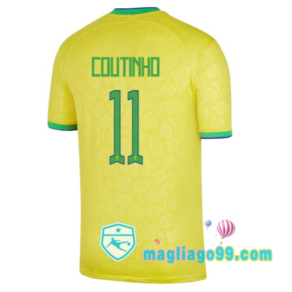 Magliago - Passione Maglie Thai Affidabili Basso Costo Online Shop | Nazionale Maglia Calcio Brasile (COUTINHO 11) Prima Giallo Coppa del Mondo 2022