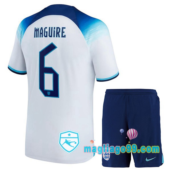 Magliago - Passione Maglie Thai Affidabili Basso Costo Online Shop | Nazionale Maglia Calcio Inghilterra (MAGUIRE 6) Bambino Prima Bianco 2022/2023