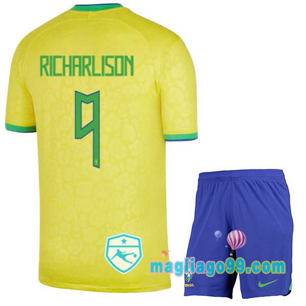 Magliago - Passione Maglie Thai Affidabili Basso Costo Online Shop | Nazionale Maglia Calcio Brasile (RICHARLISON 9) Bambino Prima Giallo 2022/2023