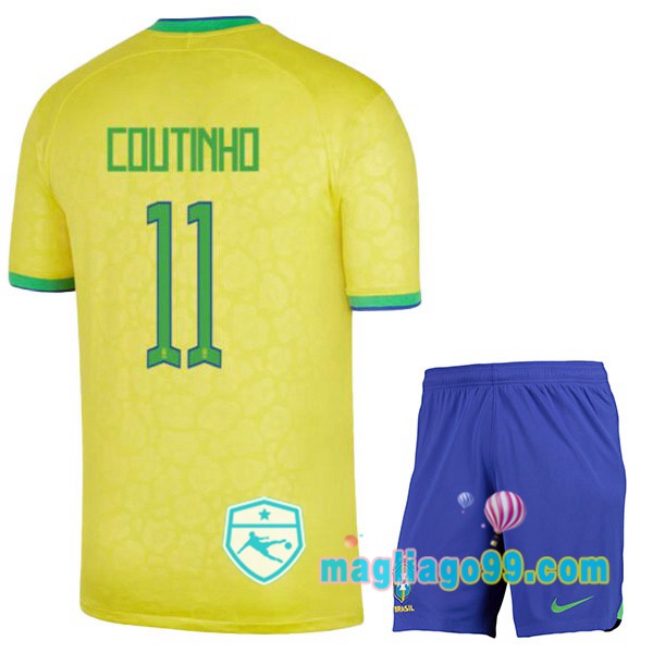 Magliago - Passione Maglie Thai Affidabili Basso Costo Online Shop | Nazionale Maglia Calcio Brasile (COUTINHO 11) Bambino Prima Giallo 2022/2023