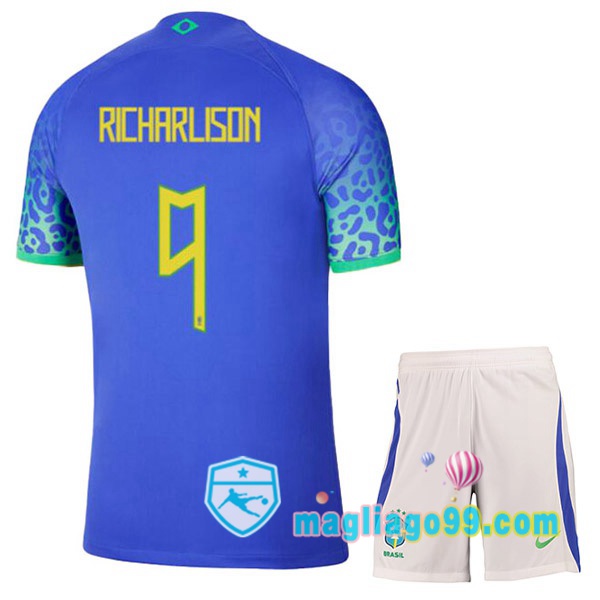 Magliago - Passione Maglie Thai Affidabili Basso Costo Online Shop | Nazionale Maglia Calcio Brasile (RICHARLISON 9) Bambino Seconda Blu 2022/2023