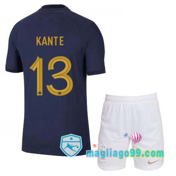 Magliago - Passione Maglie Thai Affidabili Basso Costo Online Shop | Nazionale Maglia Calcio Francia (KANTE 13) Bambino Prima Blu Royal 2022/2023