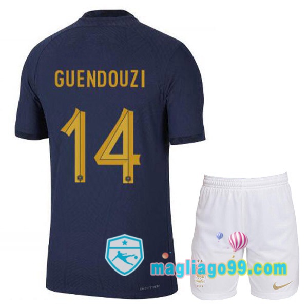 Magliago - Passione Maglie Thai Affidabili Basso Costo Online Shop | Nazionale Maglia Calcio Francia (GUENDOUZI 14) Bambino Prima Blu Royal 2022/2023