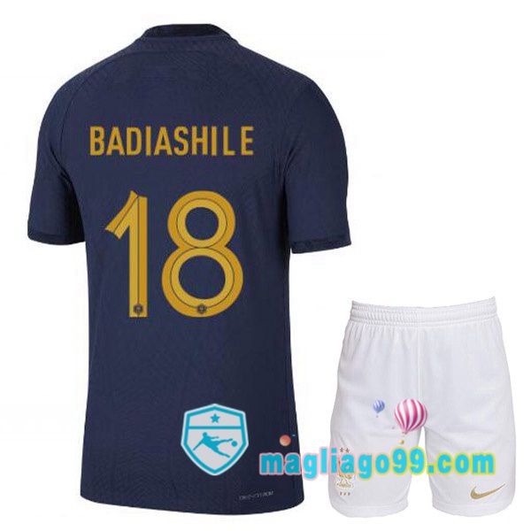 Magliago - Passione Maglie Thai Affidabili Basso Costo Online Shop | Nazionale Maglia Calcio Francia (BADIASHILE 18) Bambino Prima Blu Royal 2022/2023