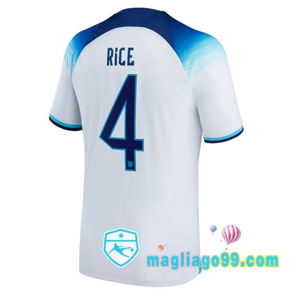 Magliago - Passione Maglie Thai Affidabili Basso Costo Online Shop | Nazionale Maglia Calcio Inghilterra (RICE 4) Prima Bianco 2022/2023
