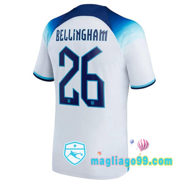Magliago - Passione Maglie Thai Affidabili Basso Costo Online Shop | Nazionale Maglia Calcio Inghilterra (BELLINGHAM 26) Prima Bianco 2022/2023