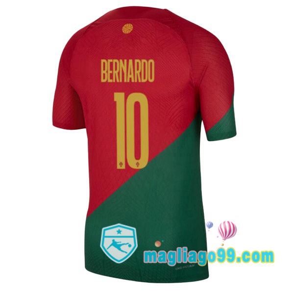 Magliago - Passione Maglie Thai Affidabili Basso Costo Online Shop | Nazionale Maglia Calcio Portogallo (BERNARDO 10) Prima Rosso Verde 2022/2023
