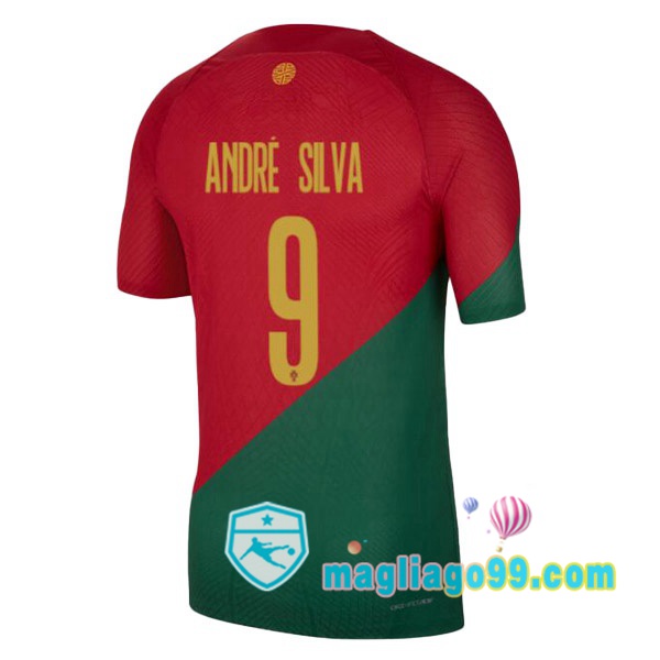 Magliago - Passione Maglie Thai Affidabili Basso Costo Online Shop | Nazionale Maglia Calcio Portogallo (ANDRÉ SILVA 9) Prima Rosso Verde 2022/2023
