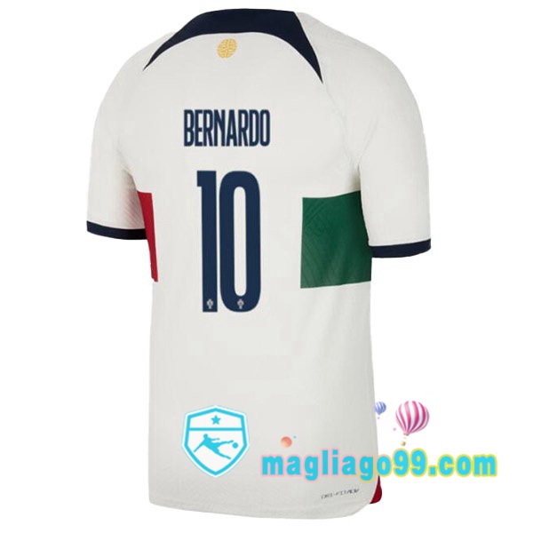 Magliago - Passione Maglie Thai Affidabili Basso Costo Online Shop | Nazionale Maglia Calcio Portogallo (BERNARDO 10) Seconda Bianco Rosso 2022/2023