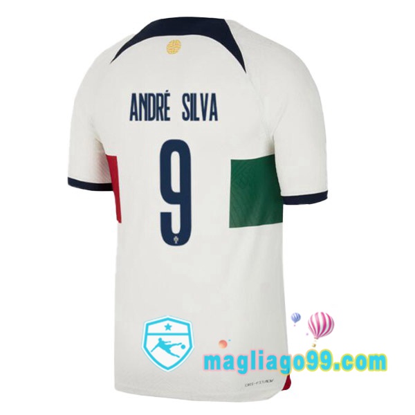 Magliago - Passione Maglie Thai Affidabili Basso Costo Online Shop | Nazionale Maglia Calcio Portogallo (ANDRÉ SILVA 9) Seconda Bianco Rosso 2022/2023
