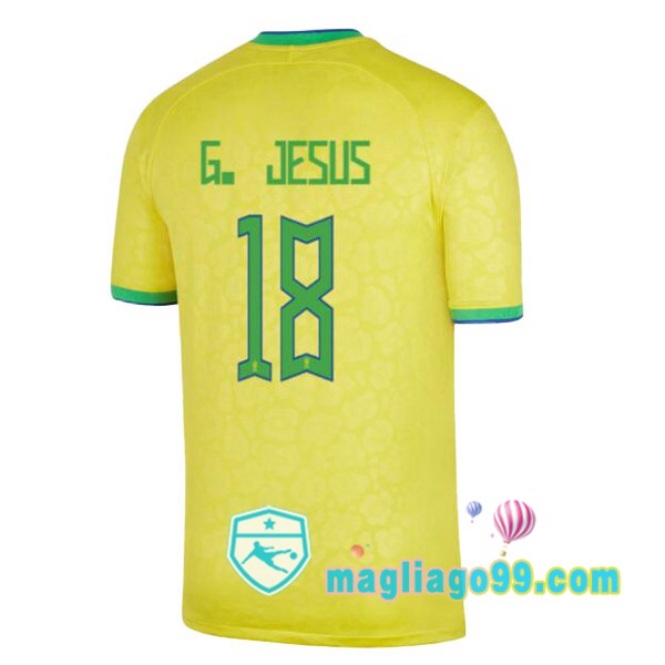 Magliago - Passione Maglie Thai Affidabili Basso Costo Online Shop | Nazionale Maglia Calcio Brasile (G. JESUS 18) Prima Giallo 2022/2023