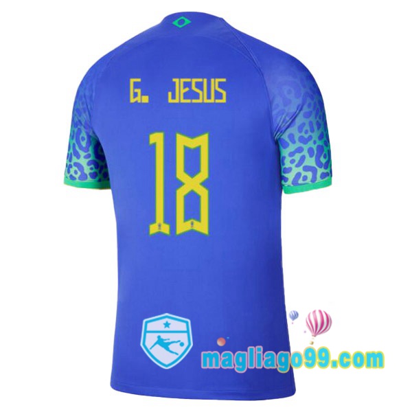 Magliago - Passione Maglie Thai Affidabili Basso Costo Online Shop | Nazionale Maglia Calcio Brasile (G. JESUS 18) Seconda Blu 2022/2023