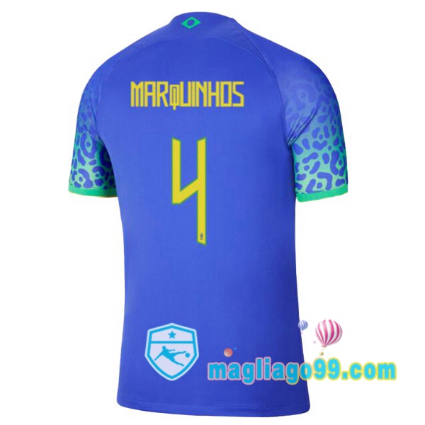 Magliago - Passione Maglie Thai Affidabili Basso Costo Online Shop | Nazionale Maglia Calcio Brasile (MARQUINHOS 4) Seconda Blu 2022/2023