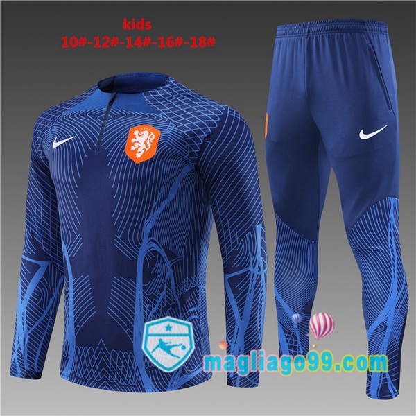 Magliago - Passione Maglie Thai Affidabili Basso Costo Online Shop | Tuta da Allenamento Paesi Bassi Bambino Blu Royal 2022/2023