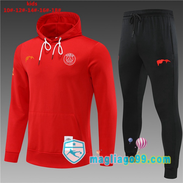 Magliago - Passione Maglie Thai Affidabili Basso Costo Online Shop | Giacca Con Cappuccio Paris PSG Bambino Rosso 2022/2023