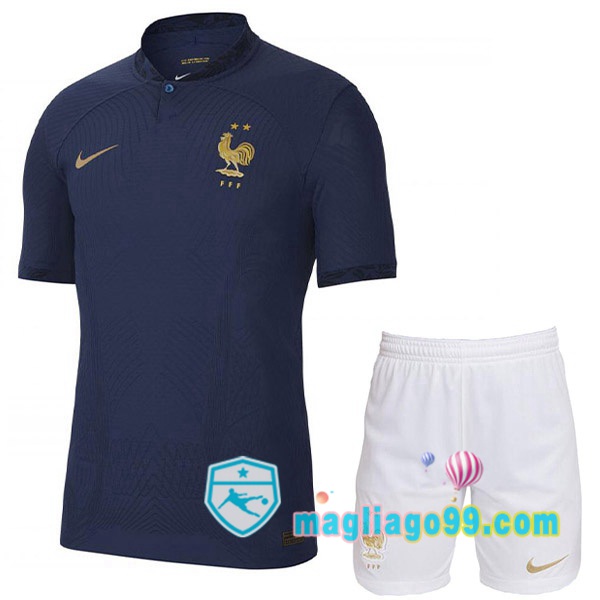 Magliago - Passione Maglie Thai Affidabili Basso Costo Online Shop | Nazionale Maglia Calcio Francia Bambino Prima Blu Royal Coppa del Mondo 2022