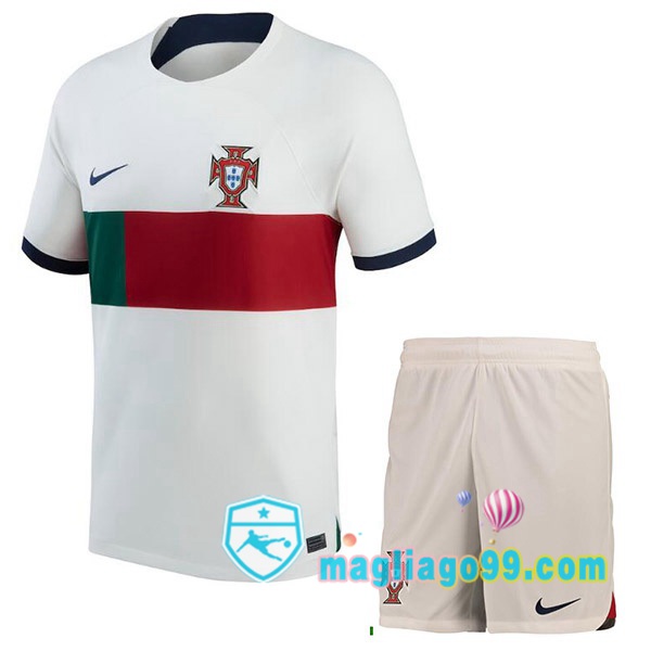 Magliago - Passione Maglie Thai Affidabili Basso Costo Online Shop | Nazionale Maglia Calcio Portogallo Bambino Seconda Bianco Rosso Coppa del Mondo 2022