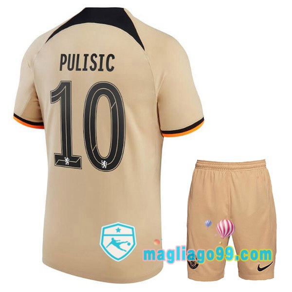 Magliago - Passione Maglie Thai Affidabili Basso Costo Online Shop | Maglia FC Chelsea (PULISIC 10) Bambino Terza Marrone 2022/2023