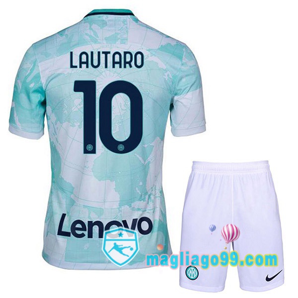Magliago - Passione Maglie Thai Affidabili Basso Costo Online Shop | Maglia Inter Milan (LAUTARO 10) Bambino Seconda Bianco Verde 2022/2023