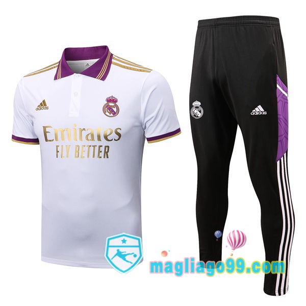 Magliago - Passione Maglie Thai Affidabili Basso Costo Online Shop | Real Madrid Polo Maglia Uomo + Pantaloni Bianco 2022/2023