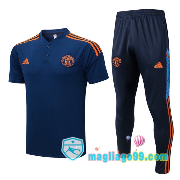 Magliago - Passione Maglie Thai Affidabili Basso Costo Online Shop | Manchester United Polo Maglia Uomo + Pantaloni Blu Royal 2022/2023