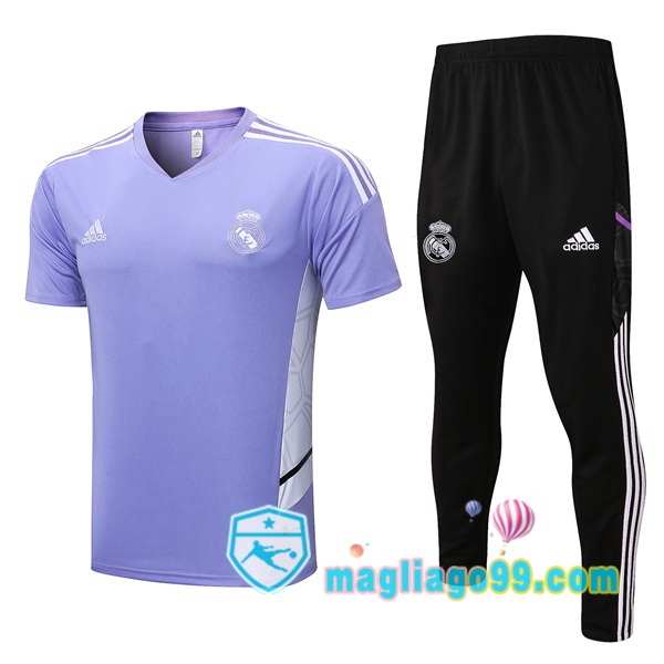 Magliago - Passione Maglie Thai Affidabili Basso Costo Online Shop | Tuta Maglie Allenamento Real Madrid + Pantaloni Porpora 2022/2023