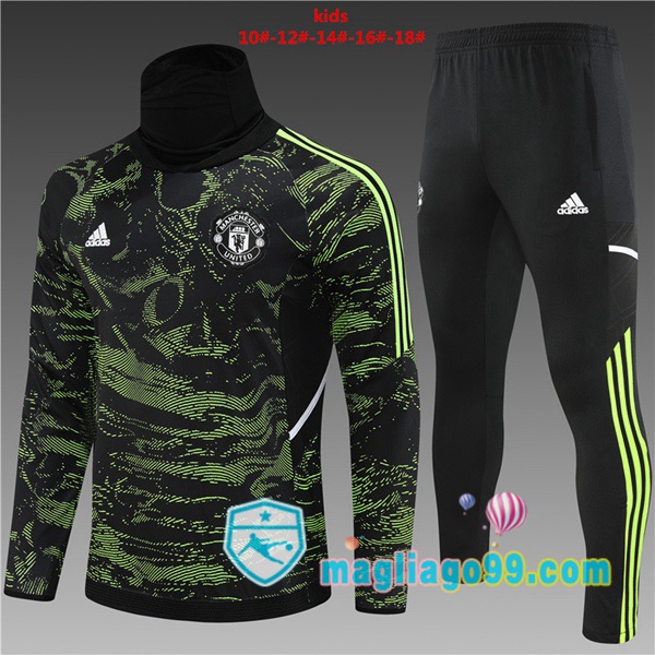 Magliago - Passione Maglie Thai Affidabili Basso Costo Online Shop | Tuta da Allenamento Manchester United Collo Alto Bambino Verde 2022/2023