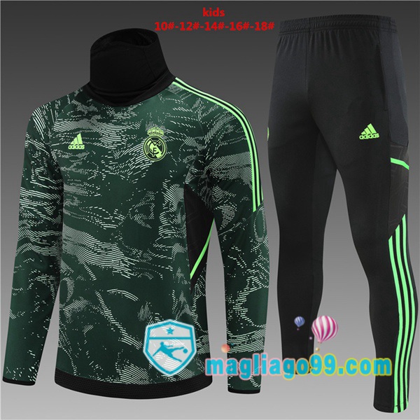 Magliago - Passione Maglie Thai Affidabili Basso Costo Online Shop | Tuta da Allenamento Real Madrid Collo Alto Bambino Verde 2022/2023