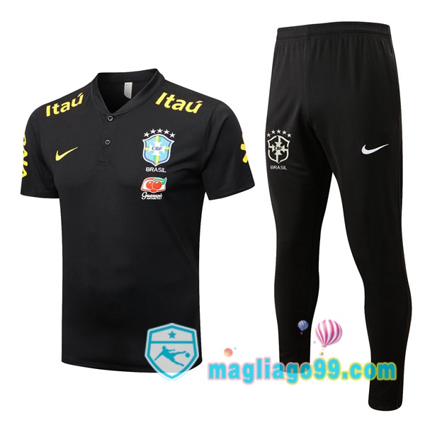 Magliago - Passione Maglie Thai Affidabili Basso Costo Online Shop | Brasile Polo Maglia Uomo + Pantaloni Nero 2022/2023