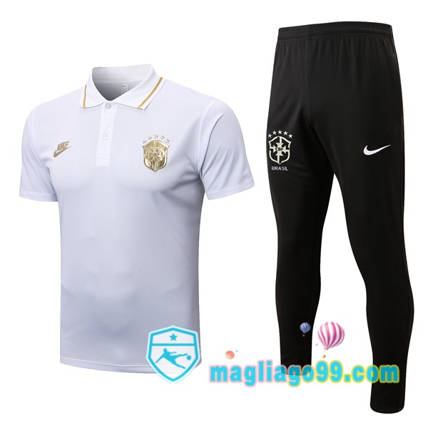 Magliago - Passione Maglie Thai Affidabili Basso Costo Online Shop | Brasile Polo Maglia Uomo + Pantaloni Bianco 2022/2023