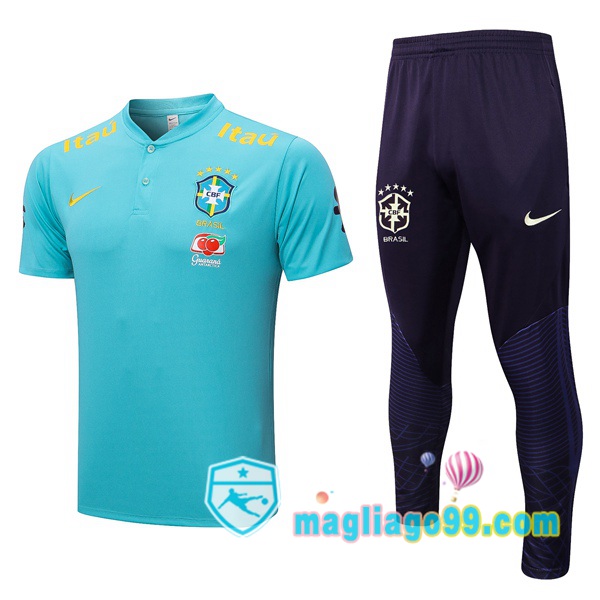 Magliago - Passione Maglie Thai Affidabili Basso Costo Online Shop | Brasile Polo Maglia Uomo + Pantaloni Blu 2022/2023