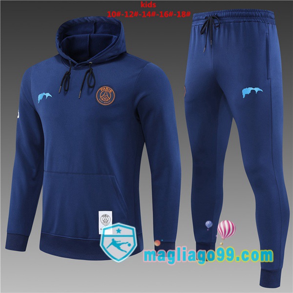 Magliago - Passione Maglie Thai Affidabili Basso Costo Online Shop | Giacca Con Cappuccio Paris PSG Bambino Blu Royal 2022/2023
