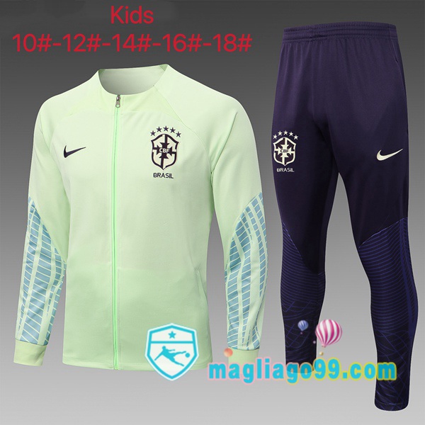 Magliago - Passione Maglie Thai Affidabili Basso Costo Online Shop | Giacca Da Allenamento Brasile Bambino Verde 2022/2023