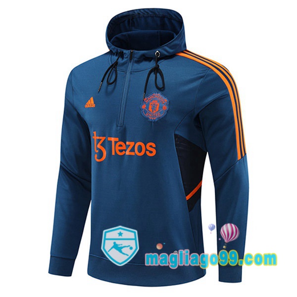 Magliago - Passione Maglie Thai Affidabili Basso Costo Online Shop | Felpa Con Cappuccio Manchester United Blu 2022/2023