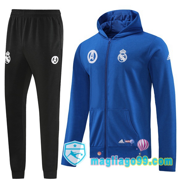 Magliago - Passione Maglie Thai Affidabili Basso Costo Online Shop | Giacca Con Cappuccio Real Madrid Blu 2022/2023