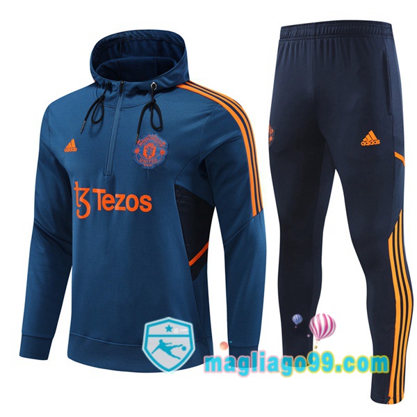 Magliago - Passione Maglie Thai Affidabili Basso Costo Online Shop | Giacca Con Cappuccio Manchester United Blu 2022/2023