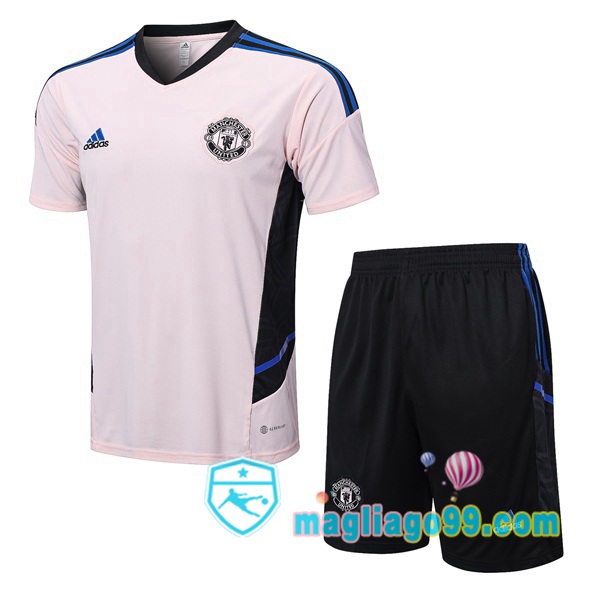 Magliago - Passione Maglie Thai Affidabili Basso Costo Online Shop | Tuta Maglie Allenamento Manchester United + Shorts Rosa 2022/2023