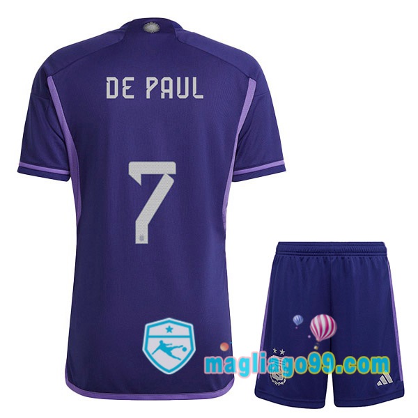 Magliago - Passione Maglie Thai Affidabili Basso Costo Online Shop | Nazionale Maglia Calcio Argentina (DE PAUL 7) Bambino Seconda Porpora 2022/2023