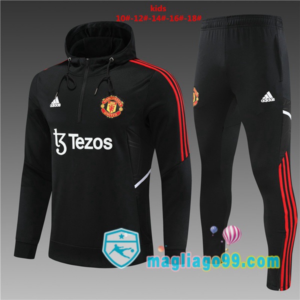 Magliago - Passione Maglie Thai Affidabili Basso Costo Online Shop | Giacca Con Cappuccio Manchester United Bambino Nero 2022/2023