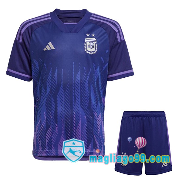 Magliago - Passione Maglie Thai Affidabili Basso Costo Online Shop | Nazionale Maglia Calcio Argentina Bambino Seconda Porpora Coppa del Mondo 2022