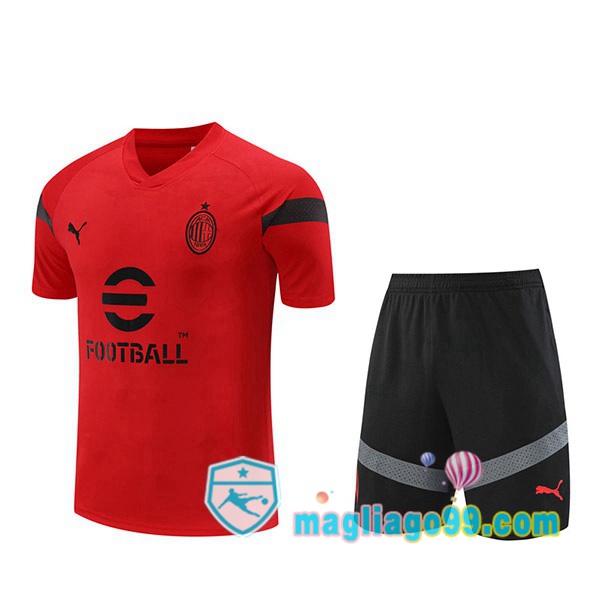 Magliago - Passione Maglie Thai Affidabili Basso Costo Online Shop | Tuta Maglie Allenamento AC Milan + Shorts Rosso 2022/2023