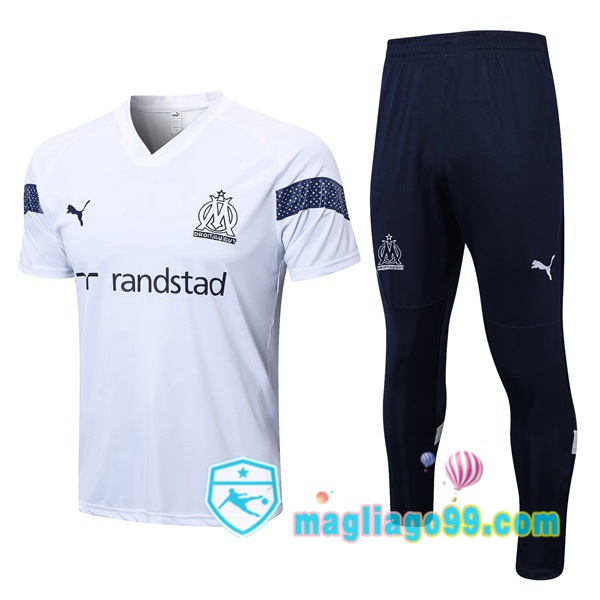 Magliago - Passione Maglie Thai Affidabili Basso Costo Online Shop | Tuta Maglie Allenamento Marsiglia OM + Pantaloni Bianco 2022/2023