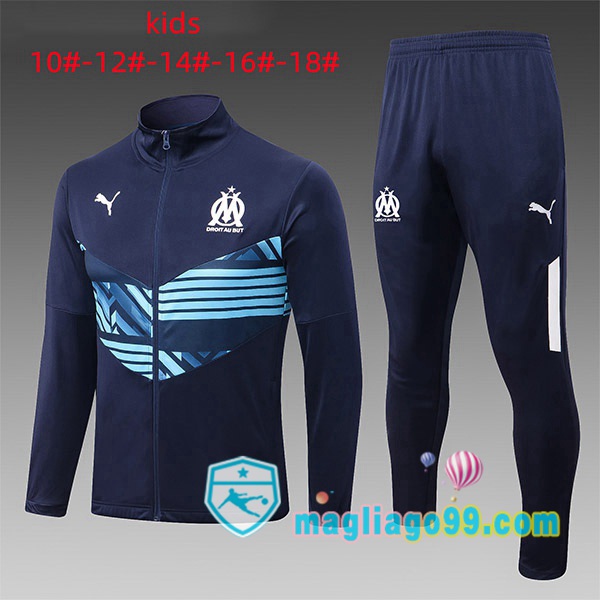 Magliago - Passione Maglie Thai Affidabili Basso Costo Online Shop | Giacca Da Allenamento Marsiglia OM Bambino Blu Royal 2022/2023