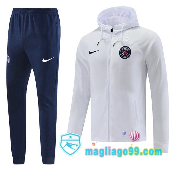 Magliago - Passione Maglie Thai Affidabili Basso Costo Online Shop | Giacca Con Cappuccio Paris PSG Bianco 2022/2023
