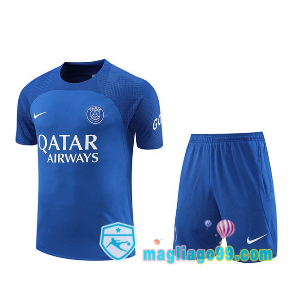 Magliago - Passione Maglie Thai Affidabili Basso Costo Online Shop | Tuta Maglie Allenamento Paris PSG + Shorts Blu 2022/2023