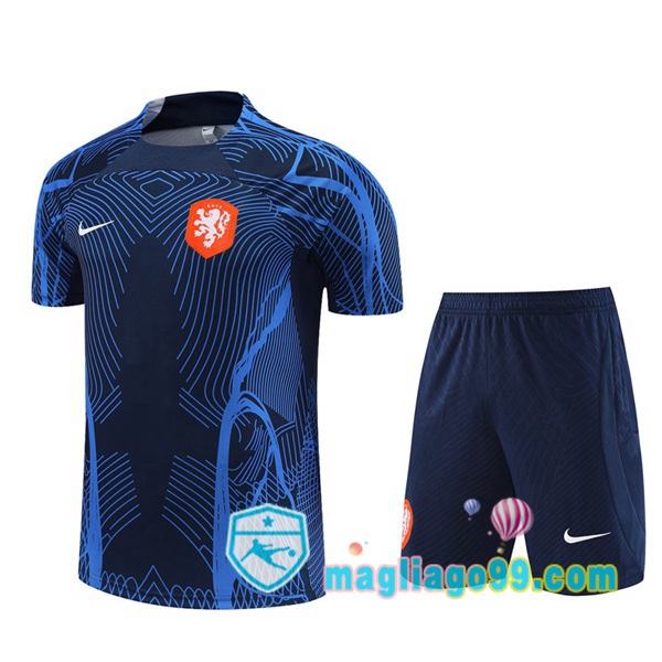 Magliago - Passione Maglie Thai Affidabili Basso Costo Online Shop | Tuta Maglie Allenamento Paesi Bassi + Shorts Blu Royal 2022/2023